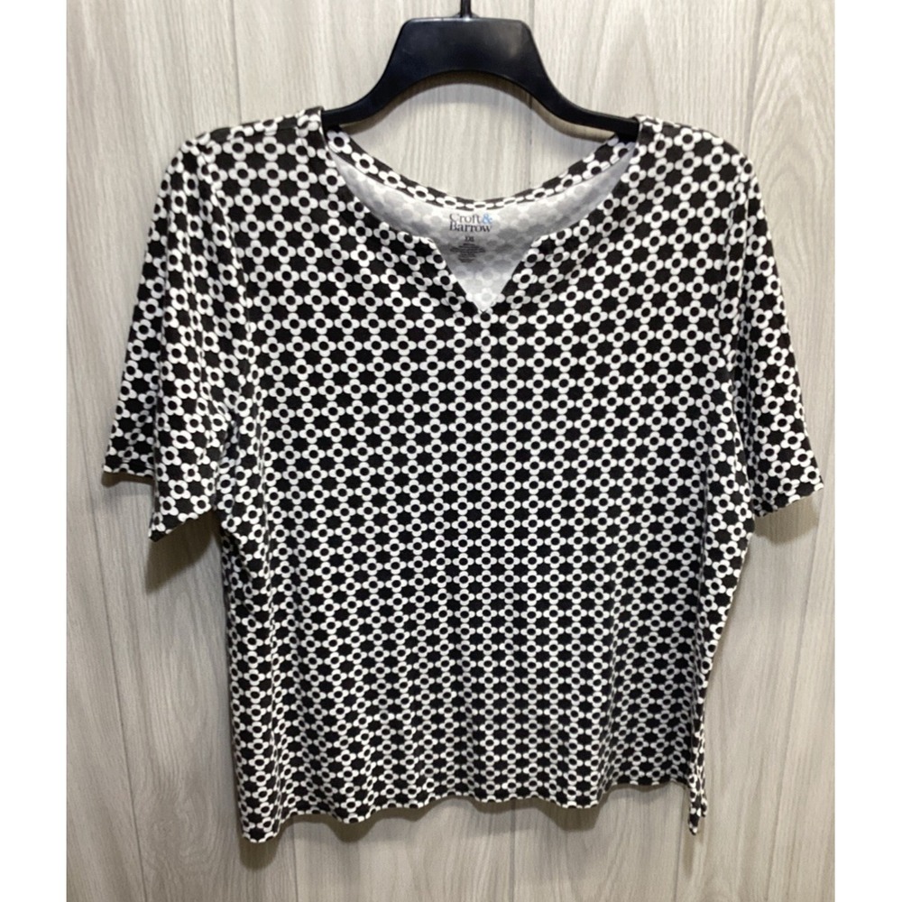 CROFT & BARROW Women's (Size XXL) Short Sleeve‎ V-Neck Shirt 100% Cotton